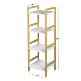 4-Tier Wooden Freestanding Bathroom Floor Shelf, Organizer, Storage Rack