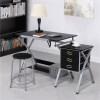 Adjustable Steel Drafting Table with Stool, Black