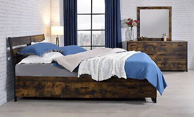 ACME Juvanth Queen Bed WStorage in Rustic Oak & Black Finish 24260Q