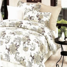 Blancho Bedding - [Ivory Rose] 100% Cotton 7PC Bed In A Bag (Queen Size)