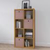 Smart Cube 8-Cube Organizer Storage with Opened Back Shelves; 2 X 4 Cube Bookcase Book Shleves for Home; Office ; Walnut Color