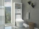 Malta Over The Toilet Cabinet; Double Doors; Three Shelves -White