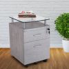 Techni Mobili Rolling File Cabinet with Glass Top; Grey