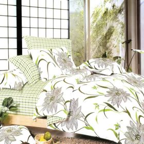 Blancho Bedding - [Green Lotus] 100% Cotton 7PC Bed In A Bag (Full Size)