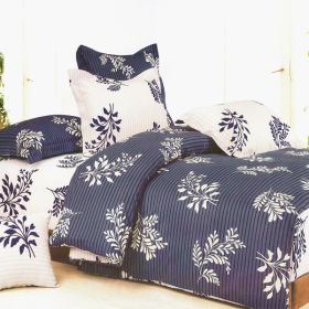 Blancho Bedding - [Purple Gray Flourish] 100% Cotton 7PC Bed In A Bag (Queen Size)