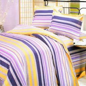 Blancho Bedding - [Purple Yellow Stripes] 100% Cotton 7PC Bed In A Bag (Full Size)