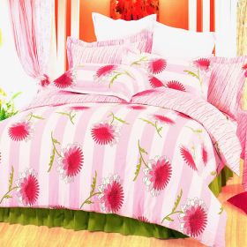 Blancho Bedding - [Pink Chrysanthemum] 100% Cotton 7PC Bed In A Bag (Full Size)