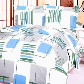 Blancho Bedding - [Blue Fantasy] 100% Cotton 5PC Bed In A Bag (Twin Size)