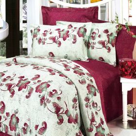 Blancho Bedding - [China Red] 100% Cotton 7PC Bed In A Bag (Full Size)