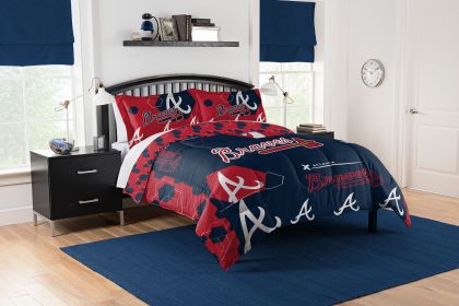 Braves OFFICIAL MLB "Hexagon" Full/Queen Comforter & Shams Set; 86" x 86"