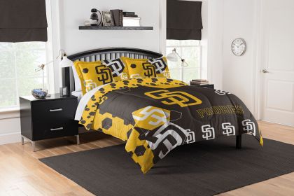 Padres OFFICIAL MLB "Hexagon" Full/Queen Comforter & Shams Set; 86" x 86"