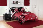 Reds OFFICIAL MLB "Hexagon" Full/Queen Comforter & Shams Set; 86" x 86"