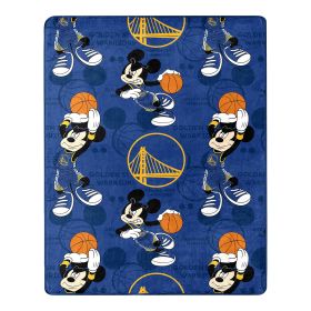 Warriors OFFICIAL NBA & Disney's Mickey Mouse Character Hugger Pillow & Silk Touch Throw Set; 40" x 50"