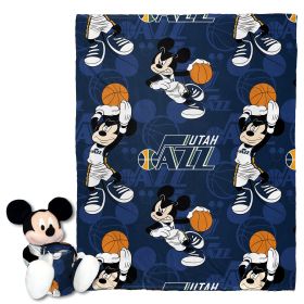 Jazz OFFICIAL NBA & Disney's Mickey Mouse Character Hugger Pillow & Silk Touch Throw Set; 40" x 50"