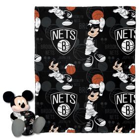 Nets OFFICIAL NBA & Disney's Mickey Mouse Character Hugger Pillow & Silk Touch Throw Set; 40" x 50"