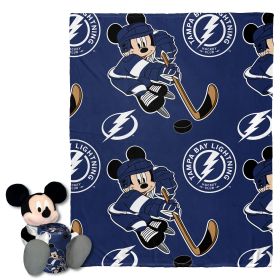 Lightnings OFFICIAL NHL & Disney's Mickey Mouse Character Hugger Pillow & Silk Touch Throw Set; 40" x 50"