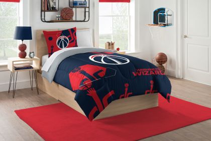 Wizards OFFICIAL NBA "Hexagon" Twin Comforter & Sham Set; 64" x 86"