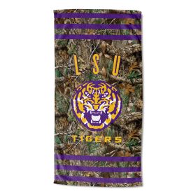 LSU OFFICIAL NCAA Realtree "Stripes" Beach Towel; 30" x 60"