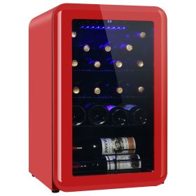 Wine Cooler Countertop Freestanding Wine Cellars Compressor System Champagne Chiller Digital Temperature Control UV-Protective Finish Max Load 24 Stan