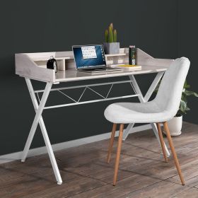 3.3" Computer Desk With 3 Open Cubbies - Beige & WHITE