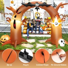 8 Feet Tall Halloween Inflatable Dead Tree Archway Decor with Bat Ghosts and LED Lights