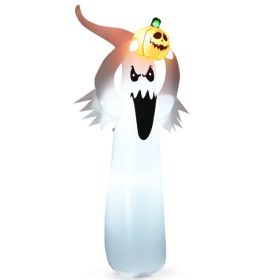 6 Feet Halloween Inflatable Blow Up Ghost with Pumpkin and LED Lights