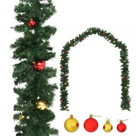 Christmas Garland Decorated with Baubles 16 ft