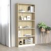 5-Tier Book Cabinet White and Sonoma Oak 31.5"x9.4"x68.9" Engineered Wood