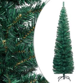 Slim Artificial Christmas Tree with Stand Green 8 ft PVC