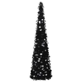 Pop-up Artificial Christmas Tree Black 6 ft PET