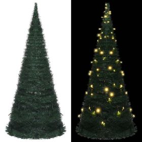 Pop-up String Artificial Christmas Tree with LED Green 7 ft