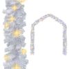 Christmas Garland with LED Lights White 16 ft PVC