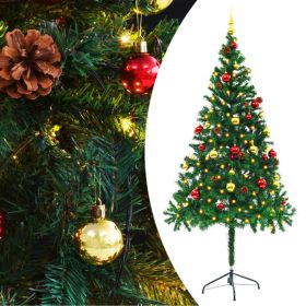 Artificial Christmas Tree with Baubles and LEDs Green 6 ft