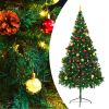 Artificial Christmas Tree with Baubles and LEDs Green 7 ft