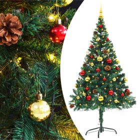 Artificial Christmas Tree with Baubles and LEDs Green 5 ft