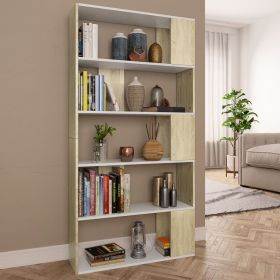 Book Cabinet/Room Divider White and Sonoma Oak 31.5"x9.4"x62.6"