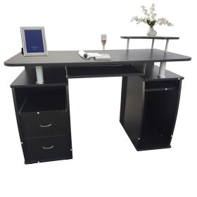 Integrated Melamine Board Computer Desk with Drawers Black RT