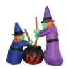 6ft Garden 5pcs LED String Lights Two Witches with Pots Inflatable Halloween Decoration