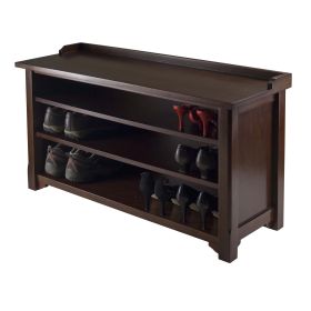 Wood Dayton Bench, Shoe Storage, Walnut Finish