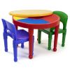 Kids 2-in-1 Plastic Dry Erase and Activity Table and 2 Chairs Set, Red, Green & Blue