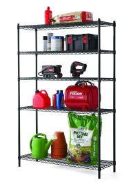 Heavy Duty 5 Tier Wire Shelf, Black, 3000 lb Capacity