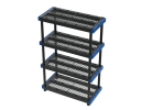 HART 4 Tier 20" x 48" Interlocking Plastic Storage Shelving Unit, Black