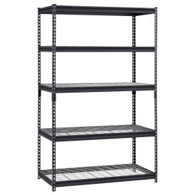 Hart Heavy-Duty 48"W x 2 4"D x 72"H 5-Tier Steel Shelving, Black, 4000 lbs. Capacity