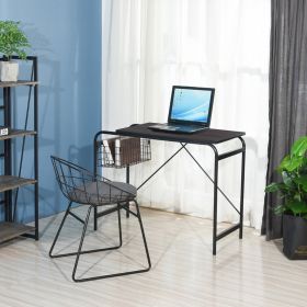 31.5&quot; Computer Desk/ Home office desk With Wire Storage Basket - walnut &amp; black