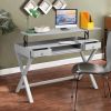 Lift Desk with 2 Drawer Storage; Computer Desk with Lift Table Top; Adjustable Height Table for Home Office; Living Room; grey