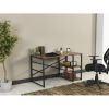 Home Store Sage Black Metal Frame 47&quot; Wooden Top 2 Shelves Writing and Computer Desk for Home Office; Walnut