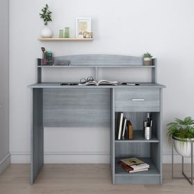 Mobili Modern Office Desk with Hutch; Grey