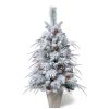 Decor 3.5ft Artificial Flocked Christmas Tree with Pine Cones for Christmas Decor