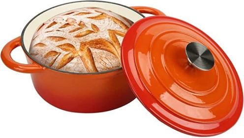 COOKWIN Enameled Cast Iron Dutch Oven with Self Basting Lid;  Enamel Coated Cookware Pot 4.5QT