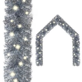 Christmas Garland with LED Lights 33 ft Silver